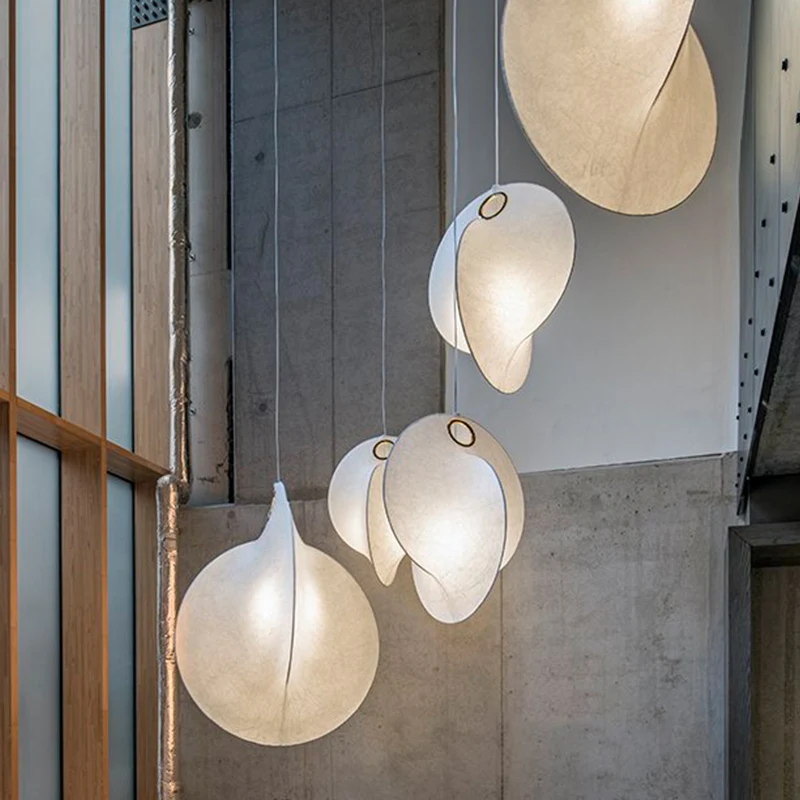 

Janpanses Silk Chandelier LED Wabi Sabi Pendant Lamp For Loft Living Room Hotel Loft Villa Staircase Overlap Pendant Lighting