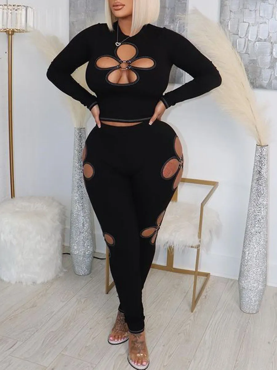 LW SXY Cut Out Metal Ring Decor Pants Set Women Pierced Two Piece Long Sleeve O Neck Top&Skinny Pants Matching Suits
LW SXY Cut Out Metal Ring Decor Pants Set Women Pierced Two Piece Long Sleeve O Neck Top&Skinny Pants Matching Suits