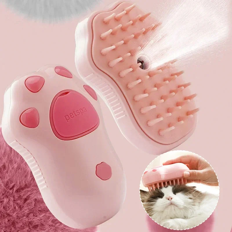 

Cat Steamy Brush Dog Massage Comb Built-in Electric Water Spray Soft Silicone Pet Hair Removal Grooming Brush Cat Accessories