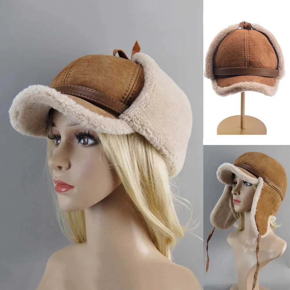 Real Fur Wool Bomber Hat for Women Winter Russian Ushanka Hats with Ear Flaps Leather Thick Plush Baseball Cap
Real Fur Wool Bomber Hat for Women Winter Russian Ushanka Hats with Ear Flaps Leather Thick Plush Baseball Cap