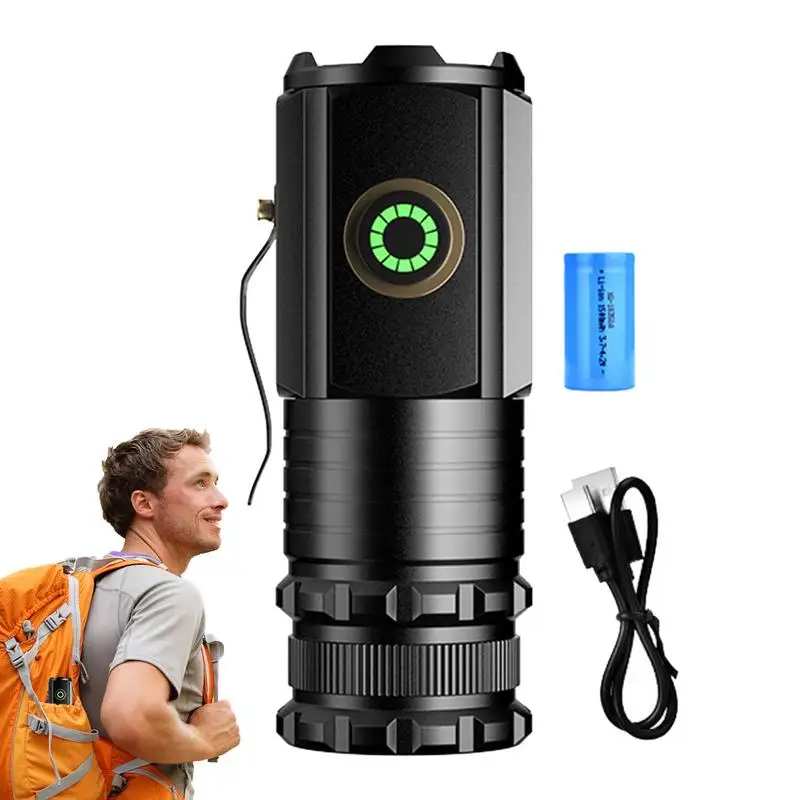 

Rechargeable LED Flashlights Three-Eyed Design Bright Flashlight Water Resistant Compact Drop Resistant Small Flashlight With