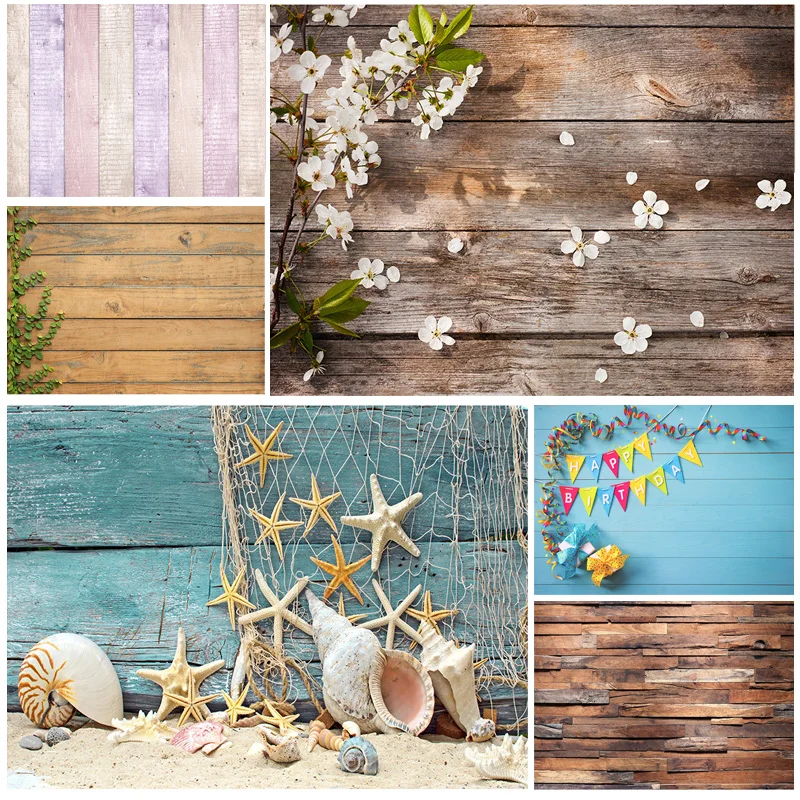 

Vinyl Custom Photography Backdrops Props Flower Wooden floor Photo Studio Background 21922 ZLDT-23