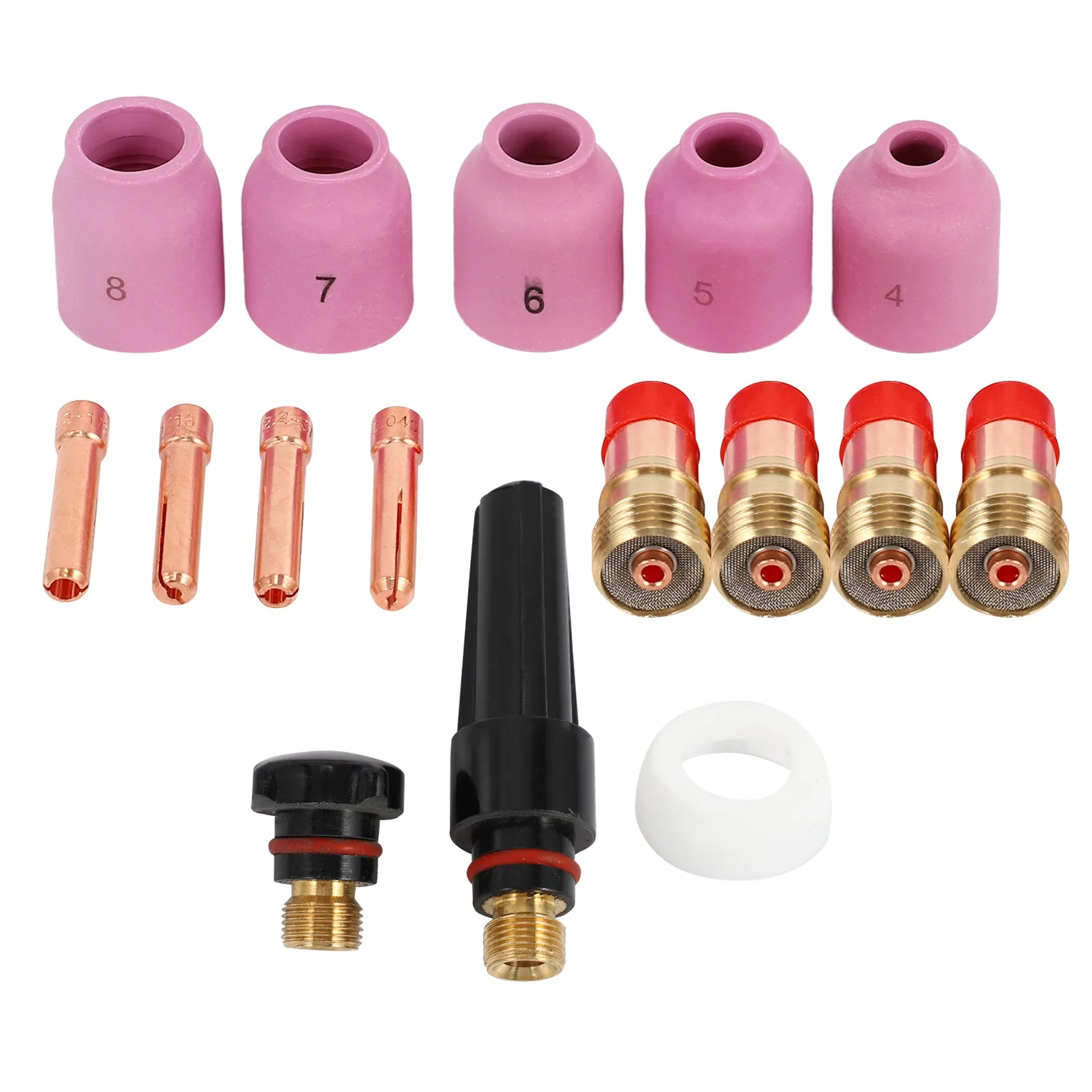 

TIG Welding Torches Stubby Gas Lens Collets Alumina Nozzles Back Cap Kit For SR WP 17 18 26 Series 16pcs