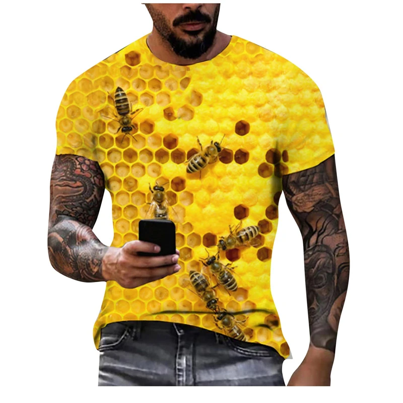 

New Fashion Honey Bee 3D Print Funny T Shirts Men's And Women's Clothing Summer Short Sleeve T-Shirt Unisex Streetwear Tops Tees