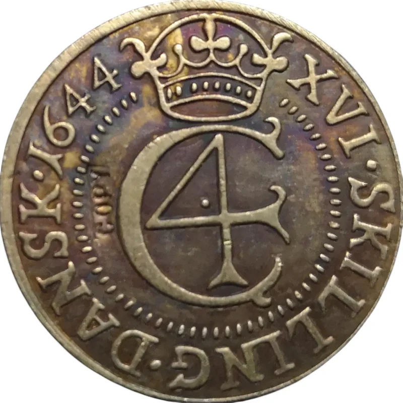 

1644 Denmark 16 Skilling Dansk-Christian IV Hebraermon Silver Plated Copy Coin