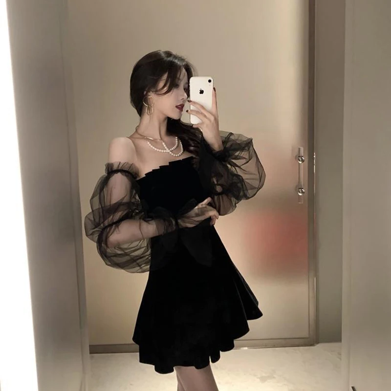 Zoki Y2K Gothic Black Chiffon Mini Dress Women Sexy Lace A Line Dress Fashion Korean High Street Club Party Night Vestidos
Zoki Y2K Gothic Black Chiffon Mini Dress Women Sexy Lace A Line Dress Fashion Korean High Street Club Party Night Vestidos