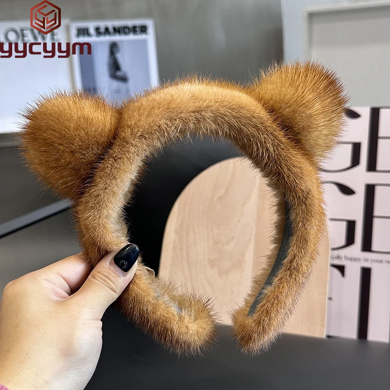 

2024 Lady Fashion Hair Hoop Furry Gift Hot Sale Women Luxury Winter 100% Real Mink Fur Headbands High Quality Real Fur Hair Band