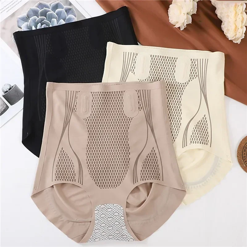 

Women's High Waist Ice Silk Shaping Panties Women Seamless Shorts Body Shaper Briefs Breathable Tummy Control Pants Shapewear