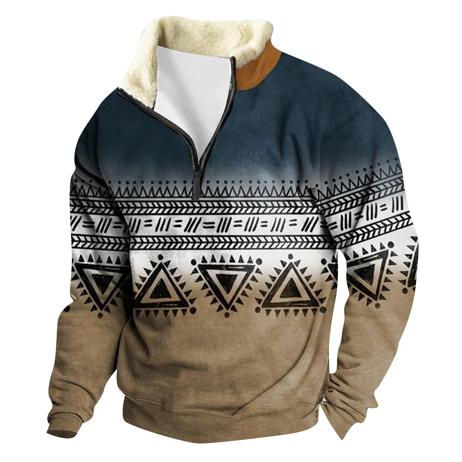 

Свитшот мужской с флисовой подкладкой, худи с длинным рукавом и винтажным принтом, пуловер свободного покроя, свитер на молнии, уличная одежда, осень-зима