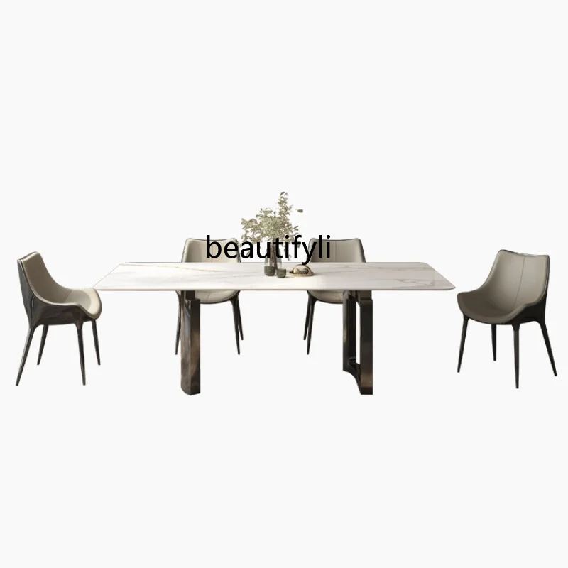 Italian Minimalist Marble Dining-Table Light Luxury and Simplicity High-End Rectangular Stainless Steel Dining Table
Italian Minimalist Marble Dining-Table Light Luxury and Simplicity High-End Rectangular Stainless Steel Dining Table