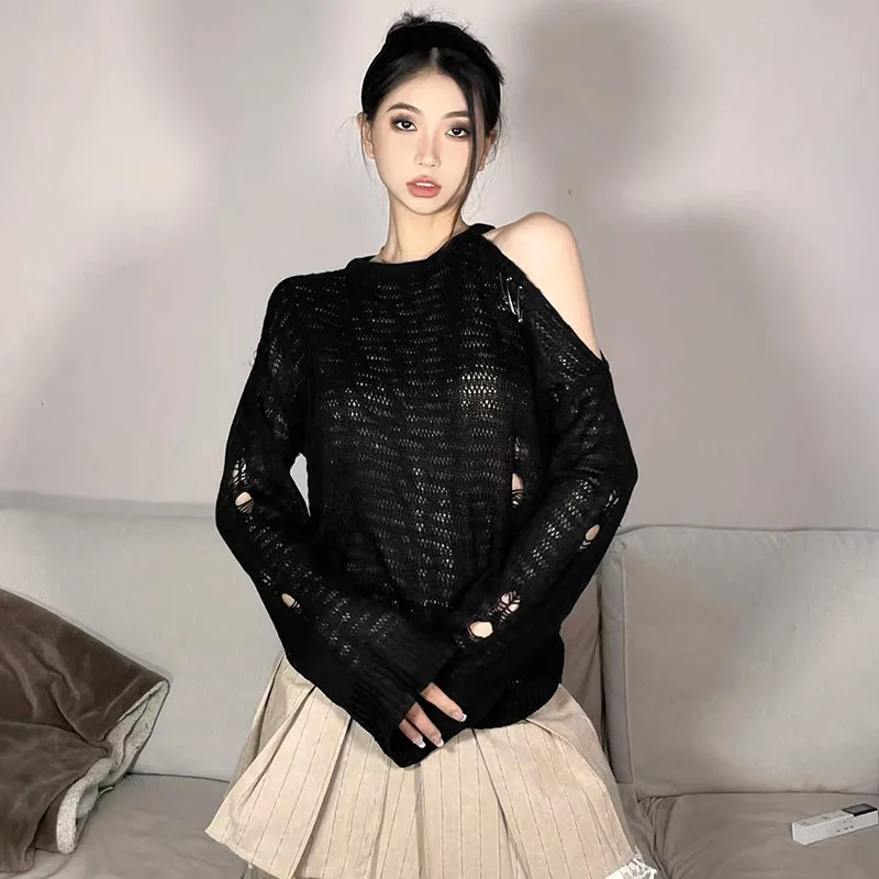 Knitted T Shirts Long Sleeve Y2K Vintage Tops Sexy Hollow Out See Through Casual Tee Clothes Black Oversized Women Summer
Knitted T Shirts Long Sleeve Y2K Vintage Tops Sexy Hollow Out See Through Casual Tee Clothes Black Oversized Women Summer