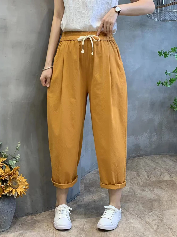 

Iice шелковые Хлопковые женские прямые брюки Лето 2023 бежевые на шнуровке широкие брюки для женщин шаровары брюки для бега домашние Капри