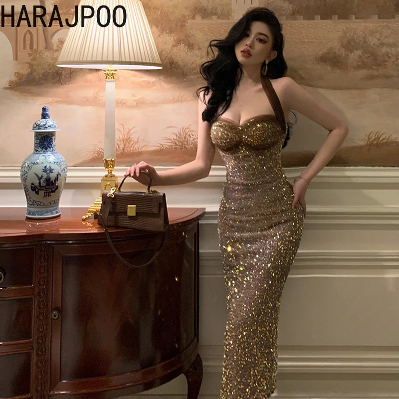 Женское платье с жемчужинами Harajpoo, роскошное сексуальное платье с узкой талией, ягодицами и подвесным воротником для лета
Женское платье с жемчужинами Harajpoo, роскошное сексуальное платье с узкой талией, ягодицами и подвесным воротником для лета