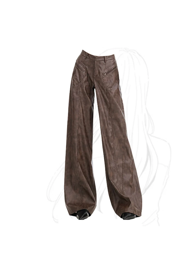 Women Brown Baggy Leather Pants Harajuku Streetwear 90s High Waist Y2k Pants Vintage Wide Leg Trouser 2000s Pippie Clothes 2023
Women Brown Baggy Leather Pants Harajuku Streetwear 90s High Waist Y2k Pants Vintage Wide Leg Trouser 2000s Pippie Clothes 2023