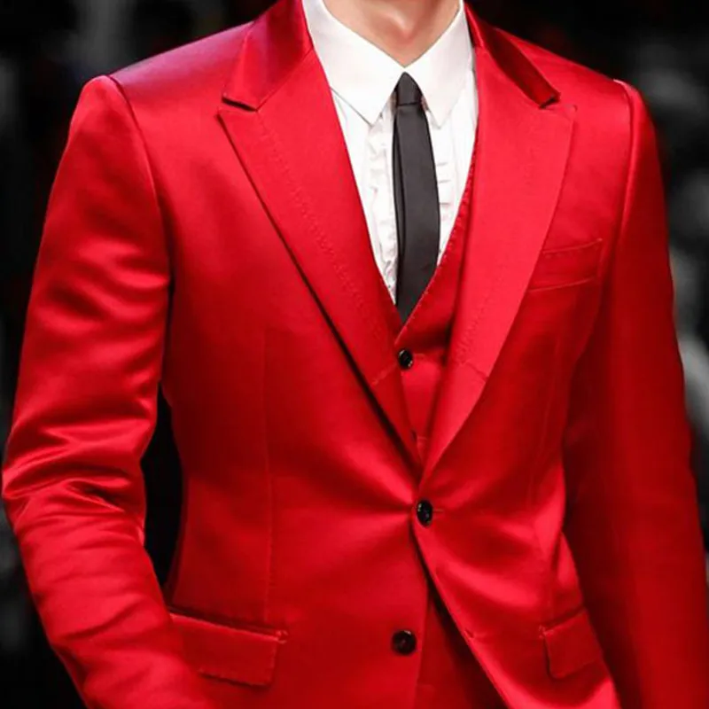 Slim Fit Red Men Suits for Prom Singer Stage 3 Piece Satin Wedding Groom Tuxedo Male Fashion Jacket Waistcoat with Pants 2023
Slim Fit Red Men Suits for Prom Singer Stage 3 Piece Satin Wedding Groom Tuxedo Male Fashion Jacket Waistcoat with Pants 2023