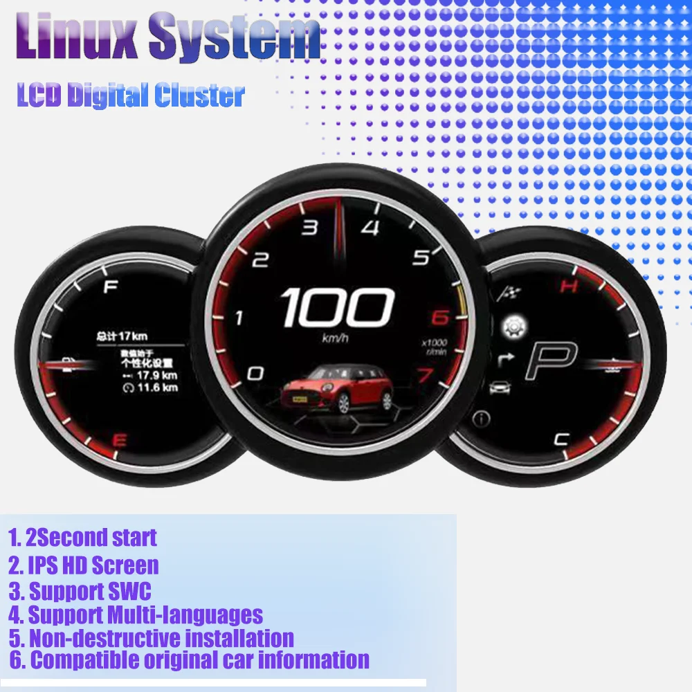 

Car Radio LCD Digital Cluster For BMW Mini Cooper 2014-2023 Dashboard Crystal Panel Virtual Cockpit Speedometer Instrument