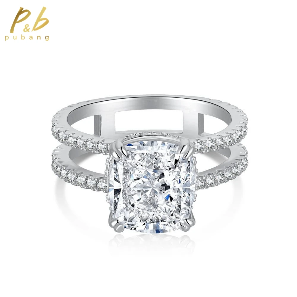 

PuBang Fine Jewelry Solid 925 Sterling Silver Gem Created Moissanite Diamond Ring Sparkling for Women Wedding Gift Free Shipping