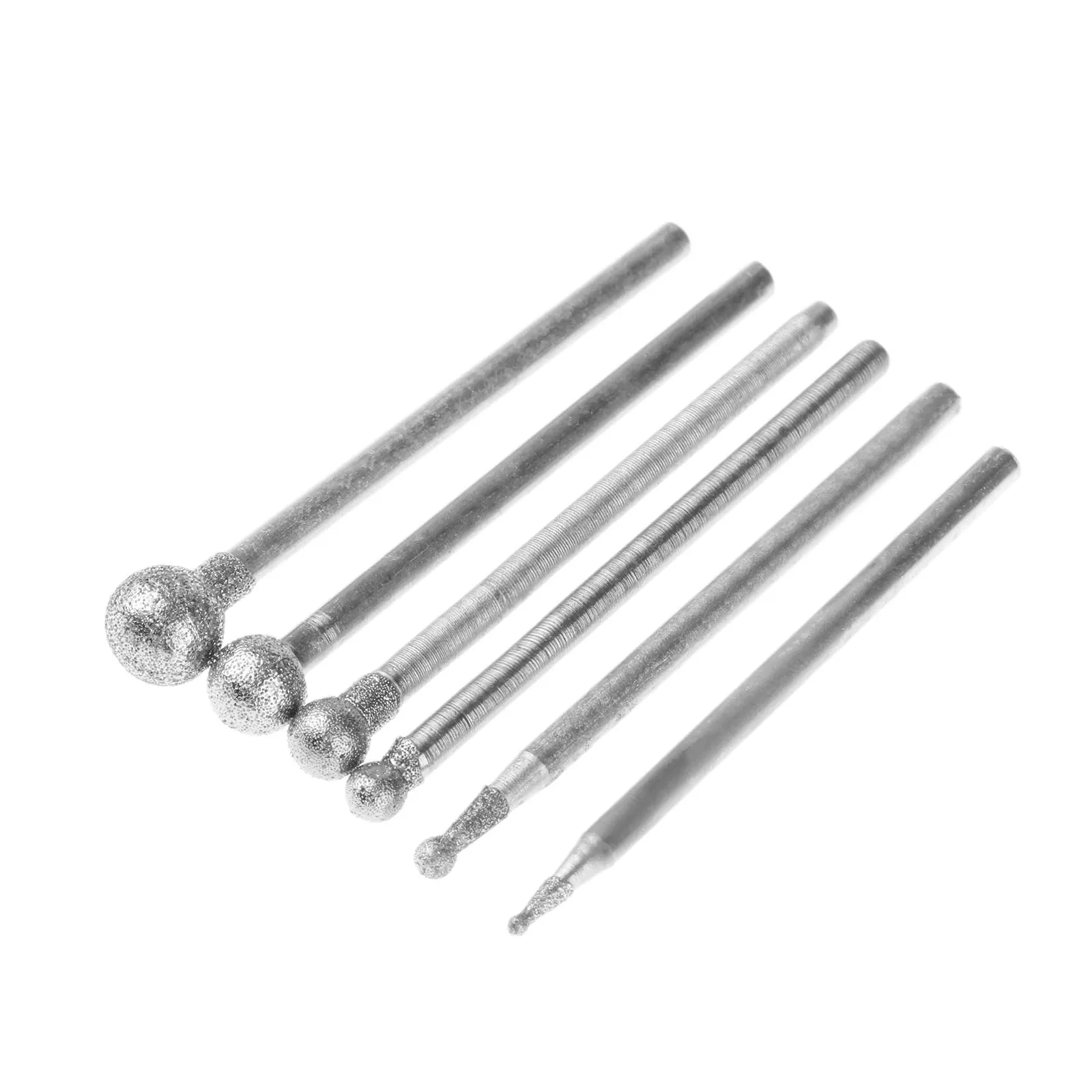 

6Pcs 1/2/3/4/5/6mm Diamond Spherical Polishing Grinding Head Mounted Points Grinding Bit for Dremel Rotary Tools 2.35mm Shank