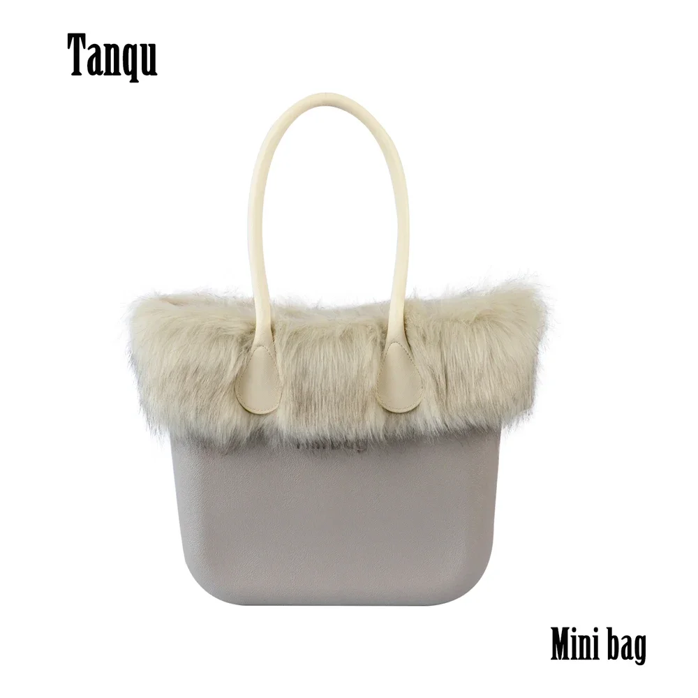 

Fashion Women Obag O Style Winter Autumn Mini Ambag EVA Handbag with Inner Insert Bag Leather PU Handles Faux Fox Fur Furry Trim