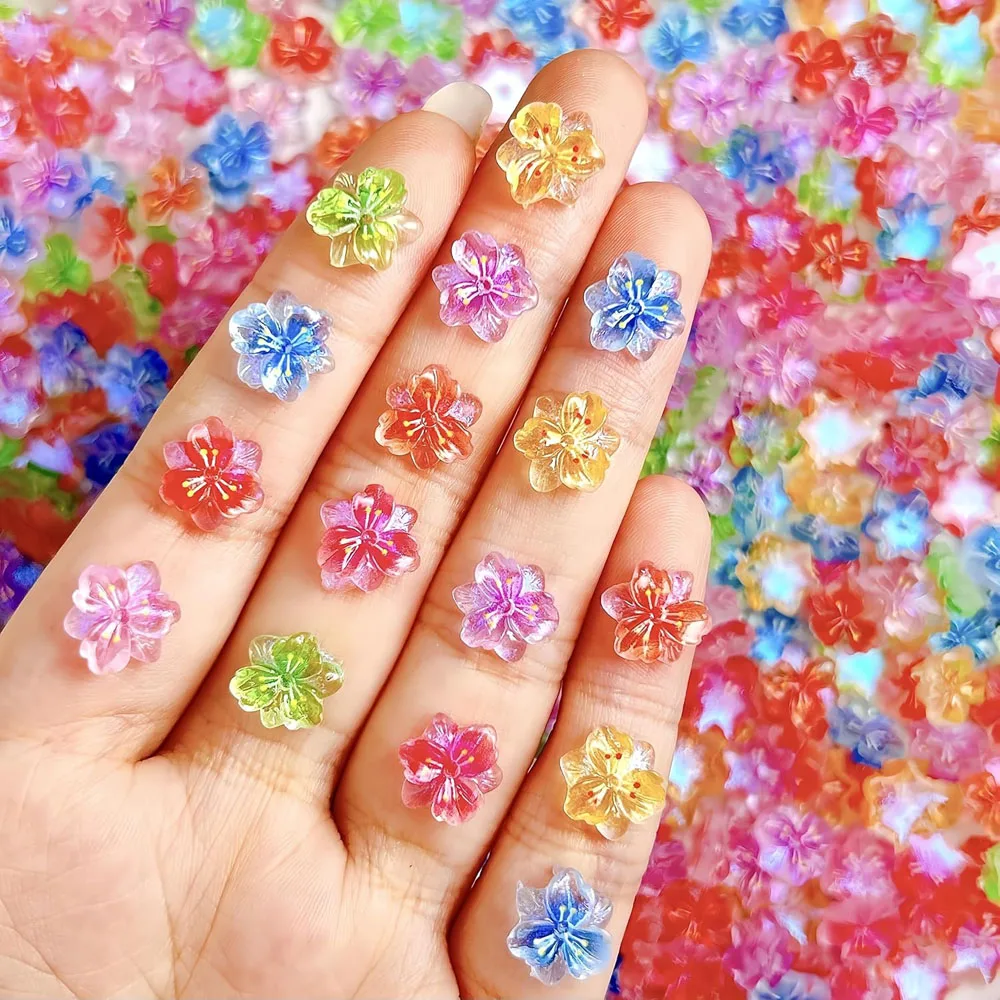 100pcs Mixed Jelly hibiscus&Leopard Lily Flower nail charms 3D Resin Peach blossom five petal flower design DIY Spring nail deco 24 S4d39381a18884cd08f4f6870390840e9Z