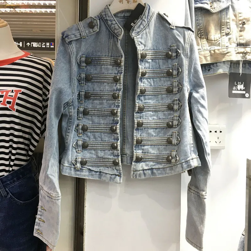 Military style Black Brief Denim Jacket Double breasted New Lapel Long Sleeve Women Jean Coat Fashion Tide Spring Fall Chaquetas
Military style Black Brief Denim Jacket Double breasted New Lapel Long Sleeve Women Jean Coat Fashion Tide Spring Fall Chaquetas