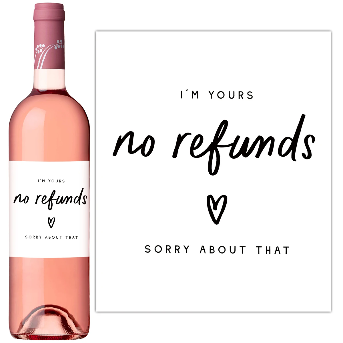 

4PCS Funny Wine Bottle Labels,Wine Stickers,I'm Yours No Refunds,Anniversary Label For Him, Boyfriend, Girlfriend, Husband, Wife