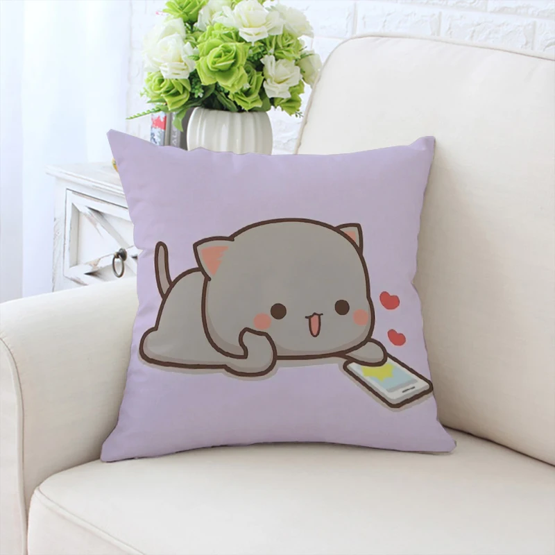 

Customized pillowcase P-Peach&Goma double-sided printed sofa cushion cover chair waist cushion headboard cushion cover 50x50cm