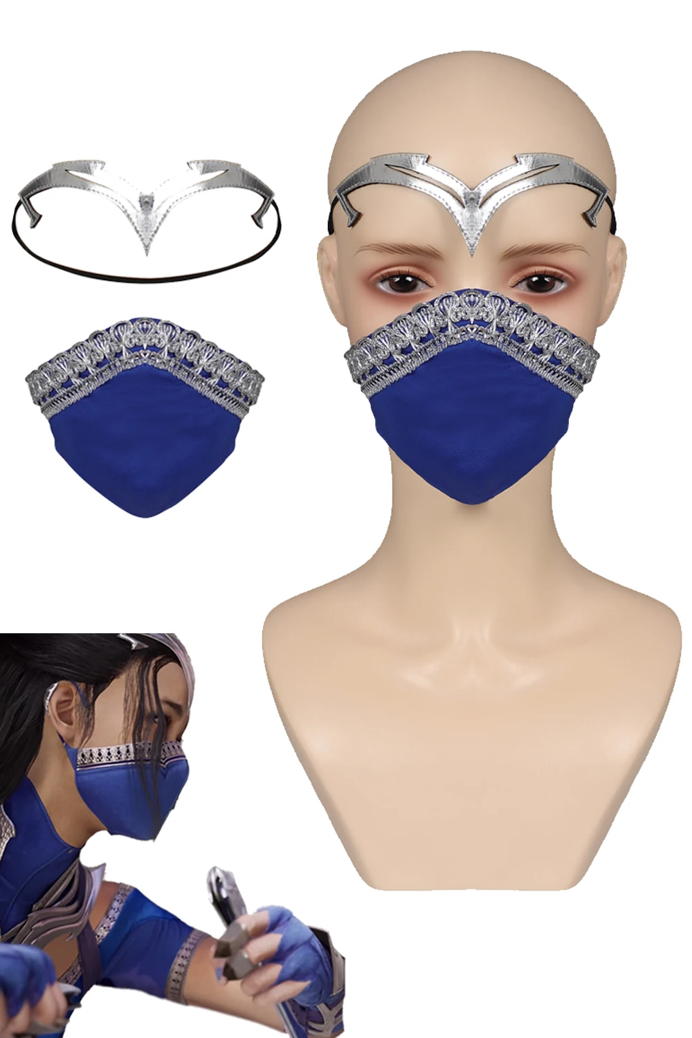 

Kitana костюм с маской Props Game Mortal Cos Kombat голубые маски головная повязка наряды на Хэллоуин карнавал костюм для женщин и взрослых