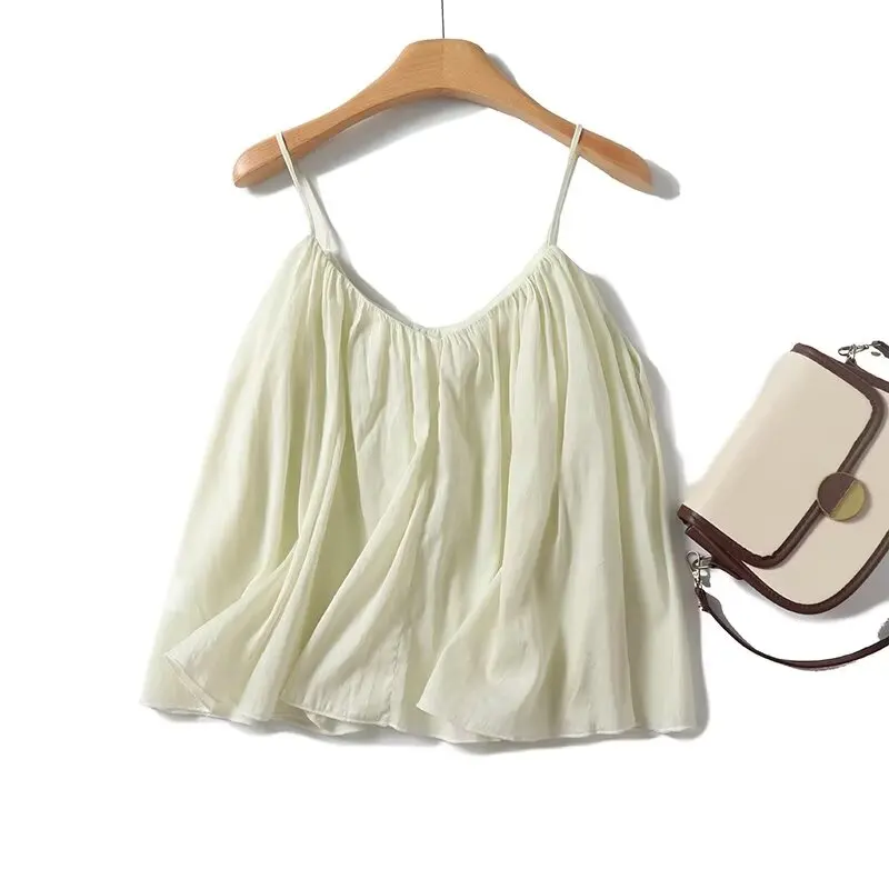 Dave&Di Summer Camisole Tops Shirt French Minimalist Fashion Pleated Beige Loose Cotton Linen Casual Shirt Blouse Women
Dave&Di Summer Camisole Tops Shirt French Minimalist Fashion Pleated Beige Loose Cotton Linen Casual Shirt Blouse Women