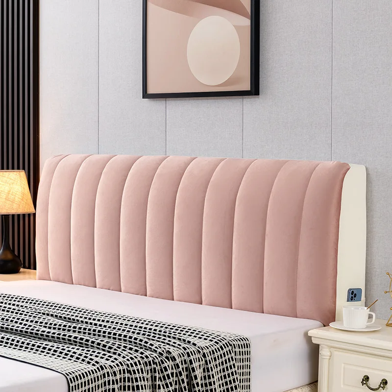 

Thicken Velvet Plush Quilted Headboard Cover Soft Skin-friendly Elastic Bed Head Cover Dustproof Headboard Protector Cover