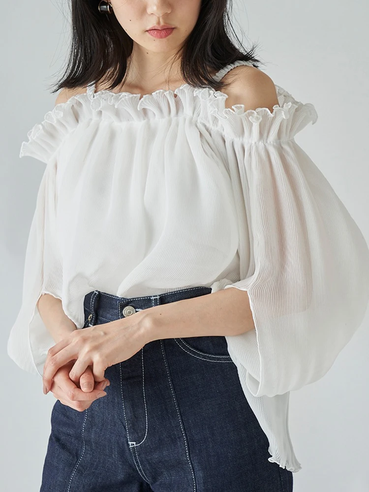 2022 Spring Summer Women Slash Neck Tulle Solid Color Ruffles Blouse Japan Style Elegant Ladies Off Shoulder Shirts Tops Femme
2022 Spring Summer Women Slash Neck Tulle Solid Color Ruffles Blouse Japan Style Elegant Ladies Off Shoulder Shirts Tops Femme
