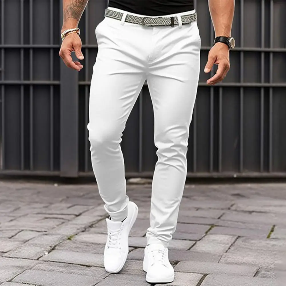 

Slim Fit Suit Pants Slim Fit Men's Business Office Trousers with Slant Pockets Zipper Fly Fine Sewing Workwear for A Polished
