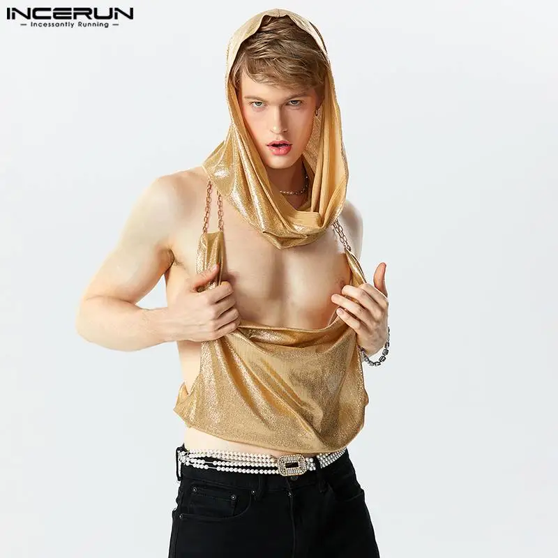 Casual Party Shows Tops INCERUN Handsome Men Flash Fabric Vests Sexy Fashion Male Hooded Swing Collar Sleeveless Waistcoat S-5XL
Casual Party Shows Tops INCERUN Handsome Men Flash Fabric Vests Sexy Fashion Male Hooded Swing Collar Sleeveless Waistcoat S-5XL
