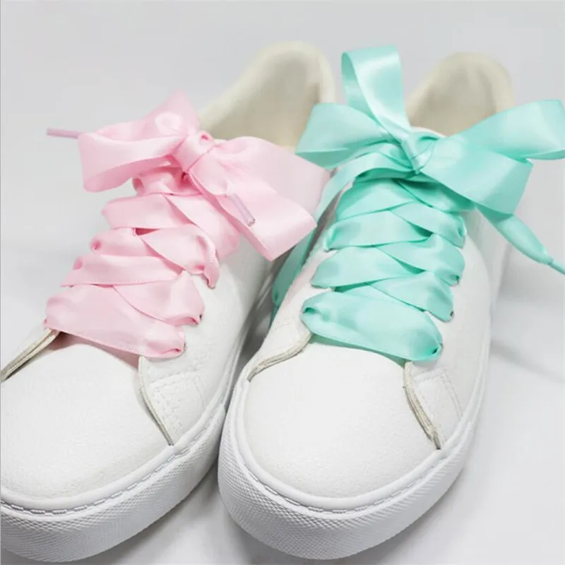 

1Pair 2 CM Width Silk Satin Shoelaces Ribbon Shoe Laces Boots Women Sneakers ShoeLace 11 Colors Length 120CM Elegant