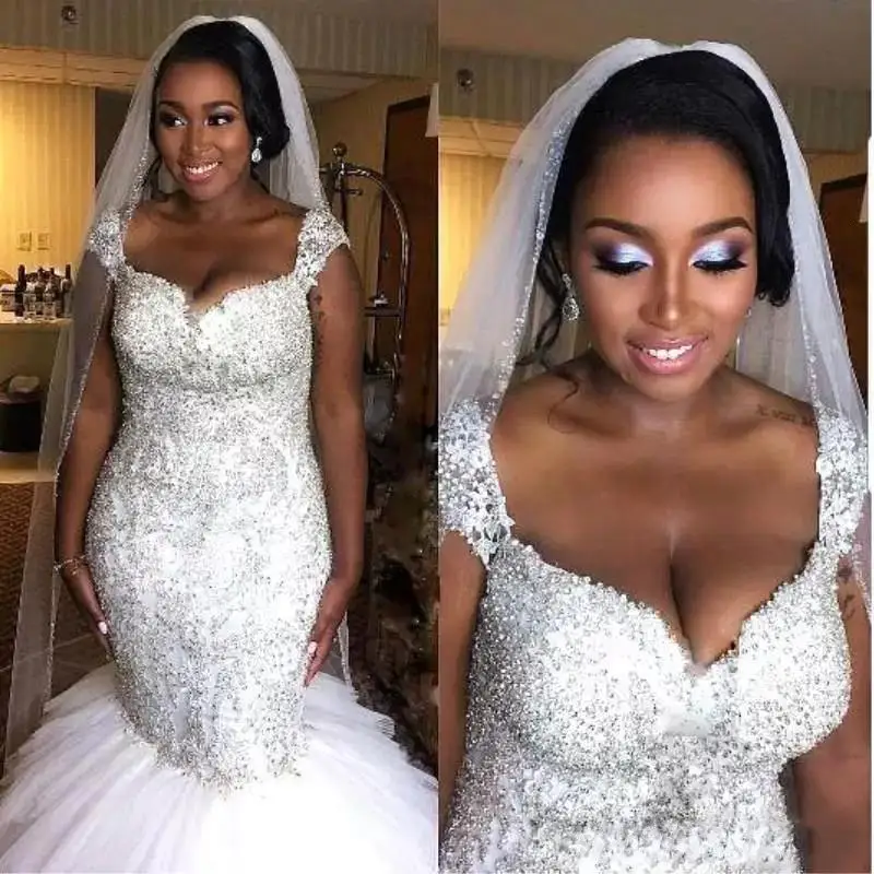 

Customers Often Bought With Similar Items Vestidos De Noiva African Mermaid Wedding Dresses Ruffled Beaded Crystal Court