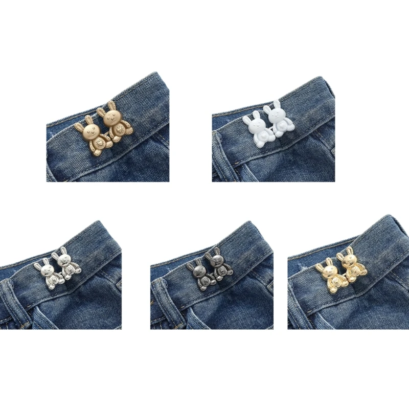 

Jean Button Pins Adjustable Waist Buckle Rabbit Pant Pin No Sew Rabbit Tighten Waist Button Pin Instant Button for Pant