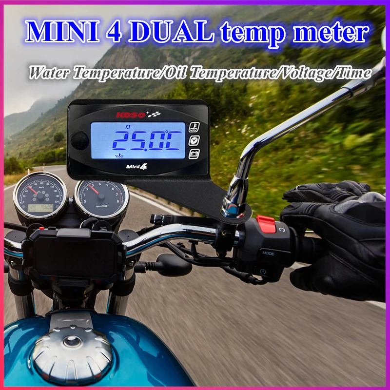 koso Mini 4 DUAL temp meter water temperature oil temperature voltage time For cb500x nmax125 univeraual Motorcycle meter
koso Mini 4 DUAL temp meter water temperature oil temperature voltage time For cb500x nmax125 univeraual Motorcycle meter