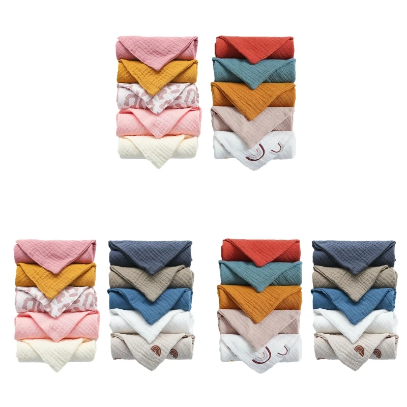 

10 Pcs Baby Square Towels Infants Wash Hand Face Towel Handkerchief Feeding Bib Burp Cloth Soft Crepe Muslin Saliva Towel Y55B