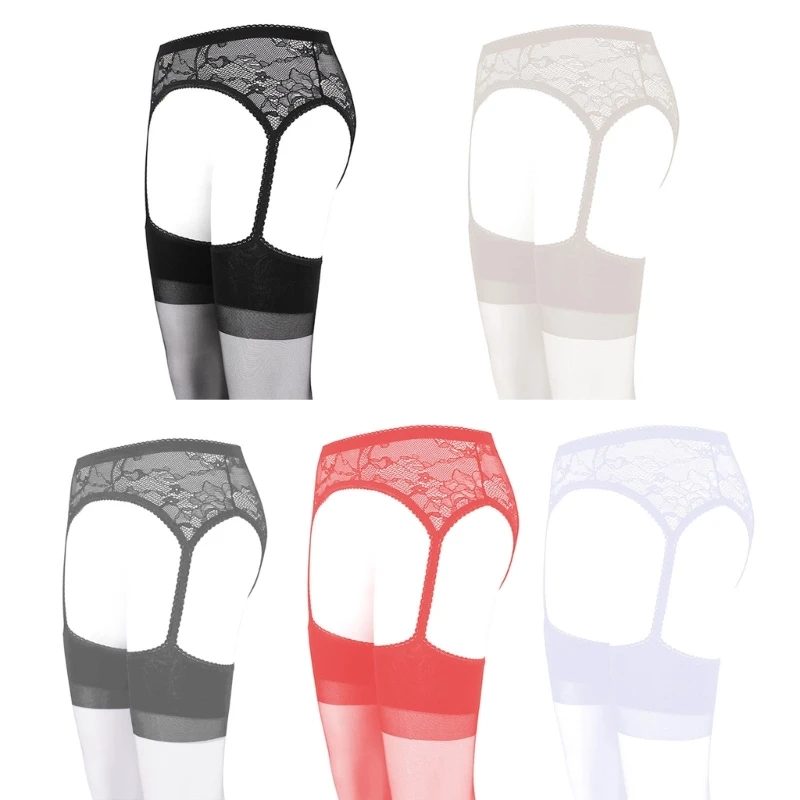 Women Sexy Lace Garter Sheer Pantyhose Open Crotch Suspender Tights Ultra-Thin Silky Transparent Thigh High Stockings Lingerie 
Women Sexy Lace Garter Sheer Pantyhose Open Crotch Suspender Tights Ultra-Thin Silky Transparent Thigh High Stockings Lingerie