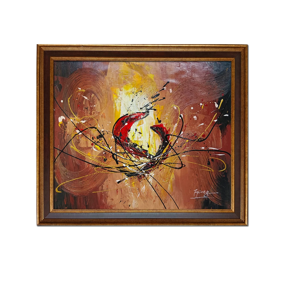 Golden Framed-Hand Painted Abstract Colorful Oil Painting on Canvas for Living Room Modern Home Artwork Wall Art Decor 
Golden Framed-Hand Painted Abstract Colorful Oil Painting on Canvas for Living Room Modern Home Artwork Wall Art Decor