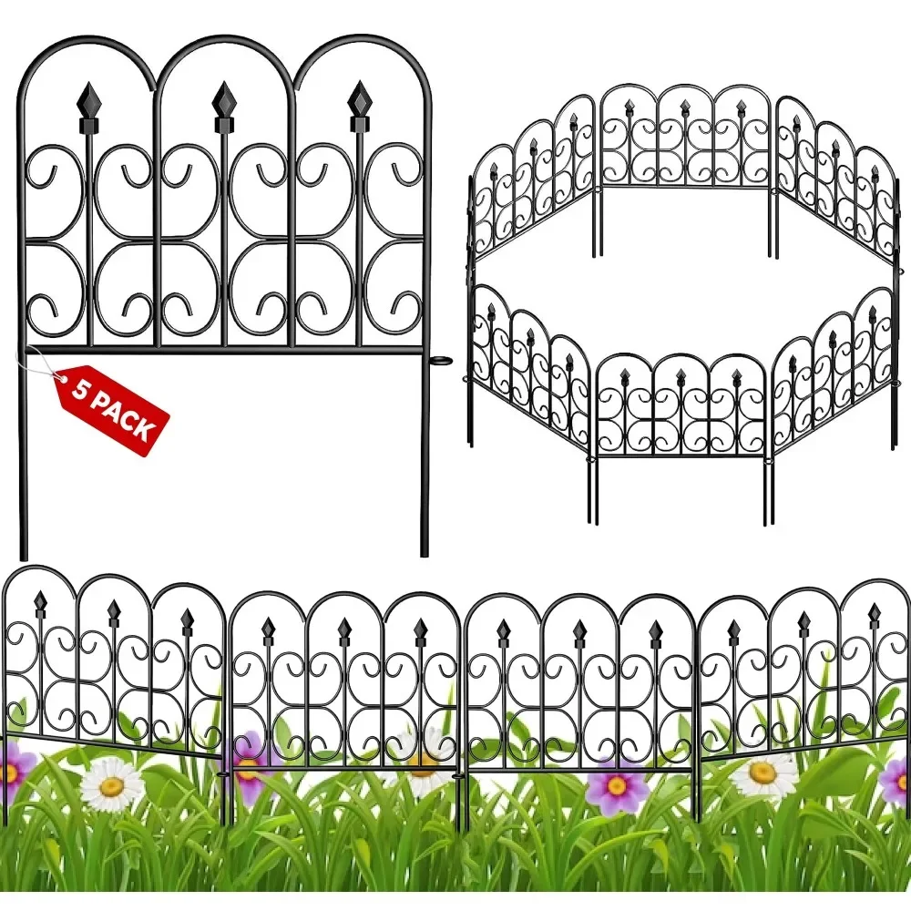 

Decorative Garden Fence 32" x 24", Rustproof Metal Wire Decorative Garden Fencing Gate Panels Animal Barrier Outdoor Iron Edge