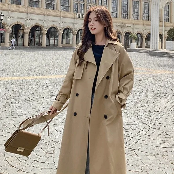 Khaki Trench Coat With Belt For Women's 2022 Spring Autumn Long Double Breasted Windbreakers Woman Trench Coat Temperament Coats
Khaki Trench Coat With Belt For Women's 2022 Spring Autumn Long Double Breasted Windbreakers Woman Trench Coat Temperament Coats