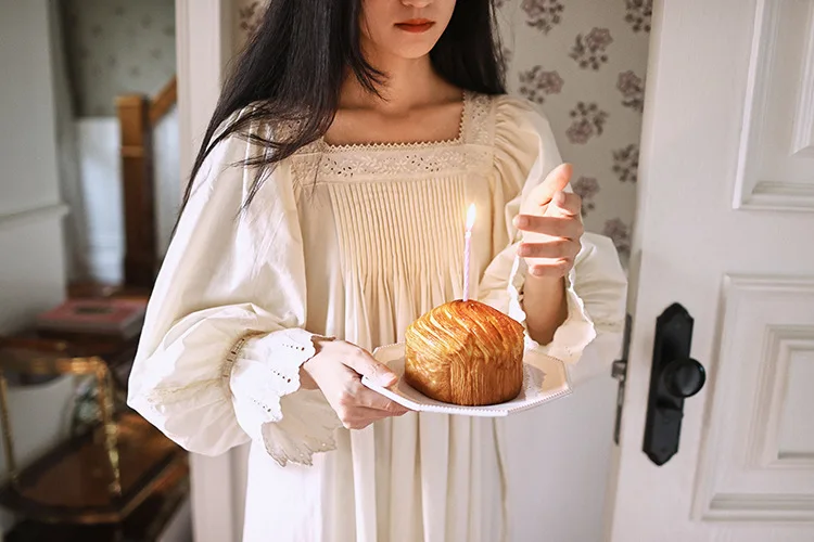 Vintage Soft Cotton Beige Long Nightgowns For Women Long Sleeve Elegant Nightshirts Comfortable Loose Sweet Night Dress 14 S4d59f296237942f0942d3cbe71e3af485