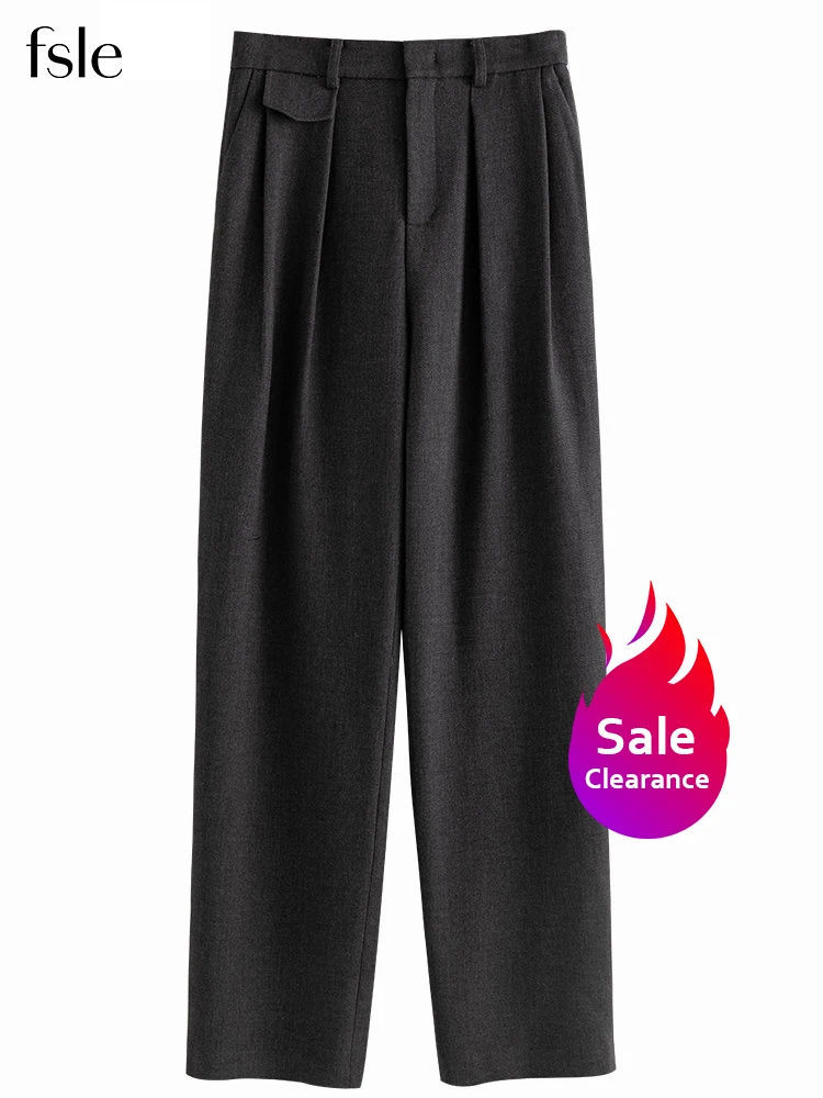 FSLE Women Solid Winter All-Match Straight Trousers Pocket Pleated Design Womne High Waist Casual Office Lady Loose Winter Pants
FSLE Women Solid Winter All-Match Straight Trousers Pocket Pleated Design Womne High Waist Casual Office Lady Loose Winter Pants