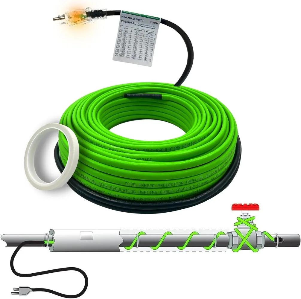 

Трубный тепловой кабель для защиты от замерзания водопроводных труб, саморегулирующаяся Тепловая Лента для металлических и пластиковых домашних труб, 120 В, 50 футов