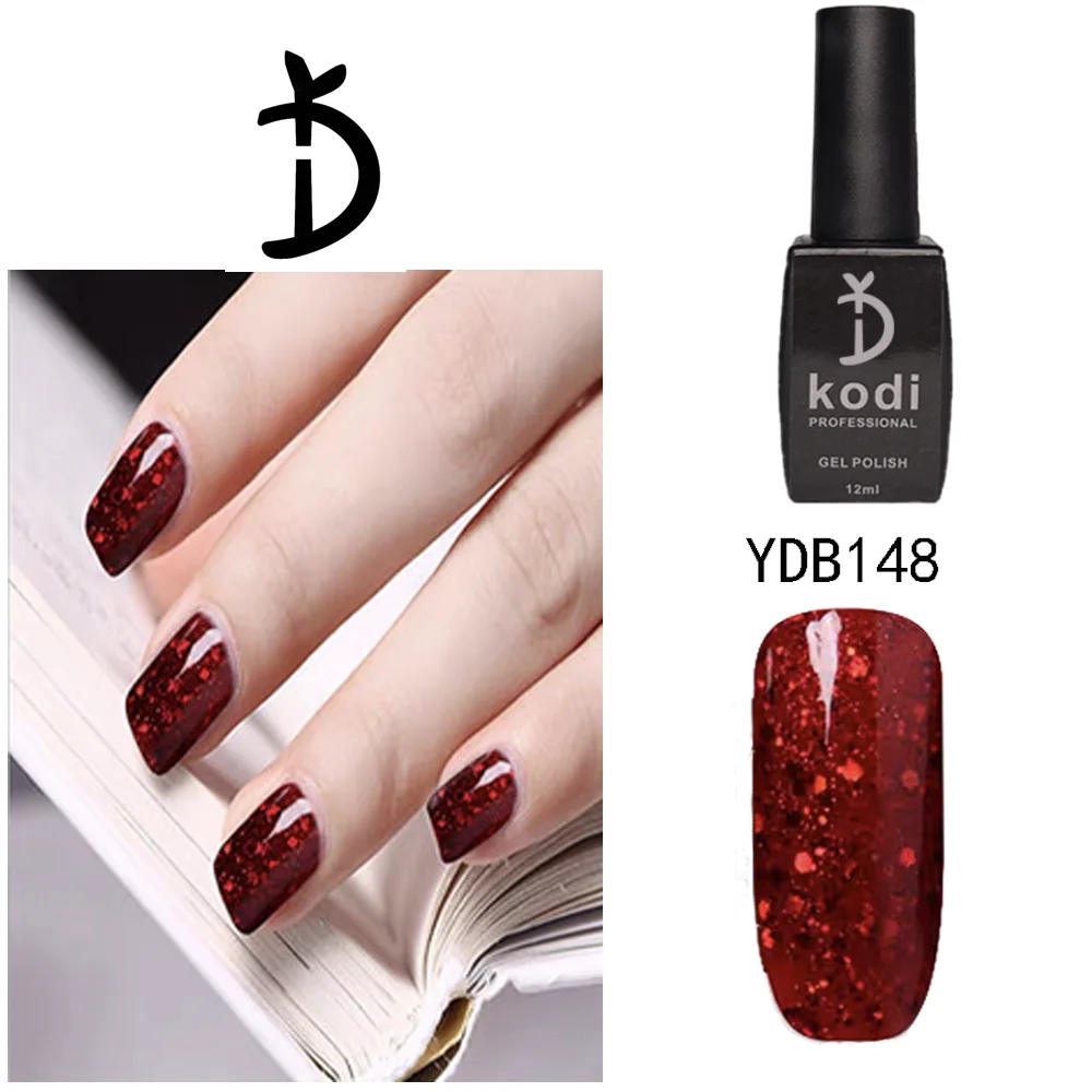 

YD KODI PROFESSIONAL Glitter Color Gel Nail Polish 12ml Plastic Bottle Semi Permanent Base Matte Top Coat Soak Off UV Led Gel