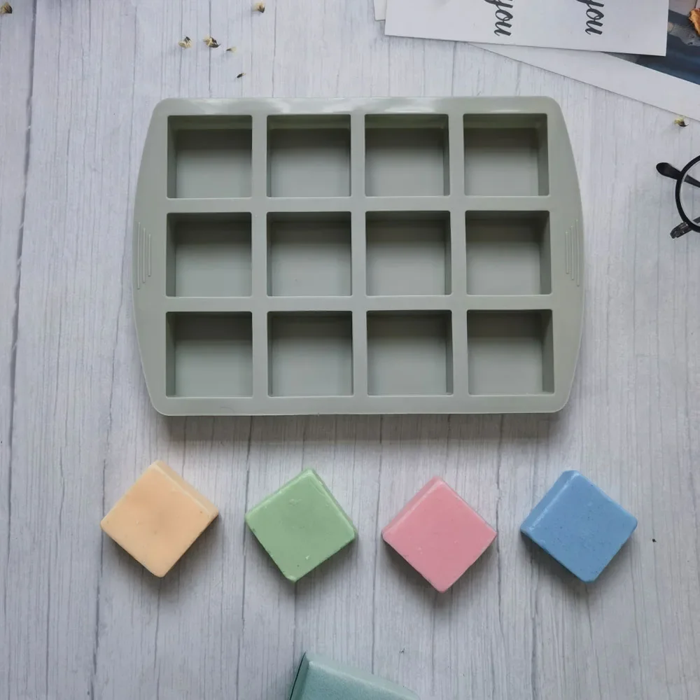 

12 Cavity Square Silicone Molds Jelly Candy Chocolate Truffles Mold Ice Cube Tray Grid Fondant Mould Cake Decorating Tools