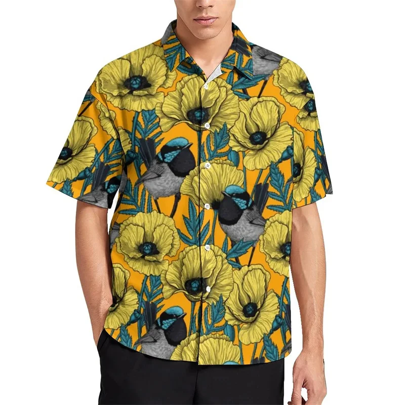 

Flamingo Parrot Men Hawaiian Shirts Summer 3D Printed Vacation Beach Shirt Trendy Women Clothes Lapel Blouse Kids Street Shirt