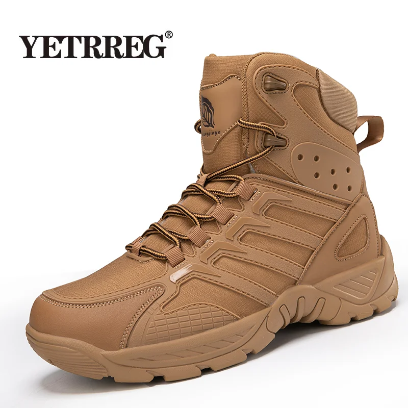 

New Men High Quality Brand Military Leather Boots Special Force Tactical Desert Combat Men's Boots Outdoor Shoes Ankle Boots