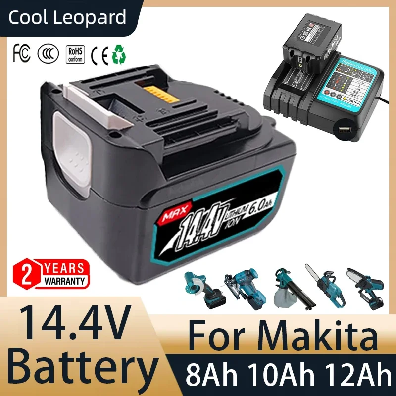 

14.4V 10Ah 12Ah Drills Battery for Makita Power Tool BL1430 Rechargeable Lithium Ion Batteries LXT200 BL1415 194558-0 194559-8